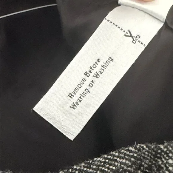 NWT. Madewell Buckley Tailors Black and White Herringbone Paperbag Pants - Picture 11 of 11